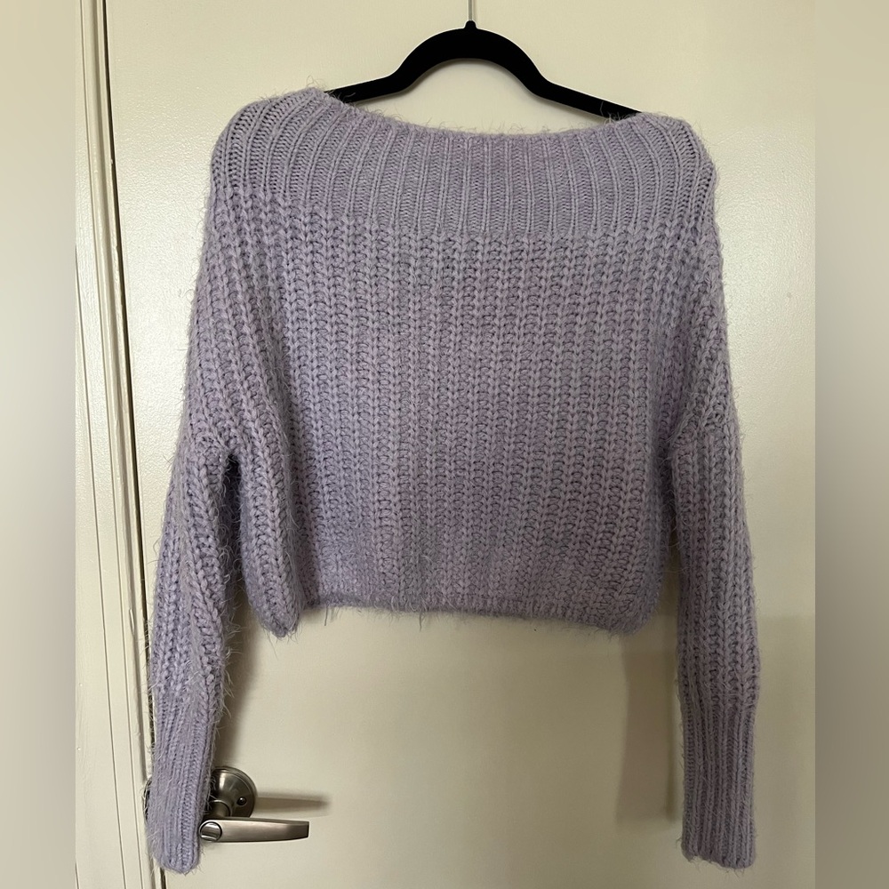 Lilac OTS Cropped Sweater